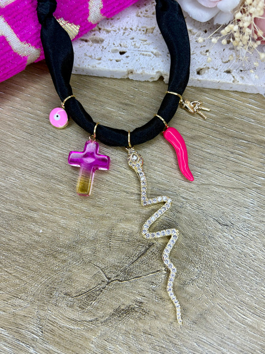 Collier PINK SERPENT noir